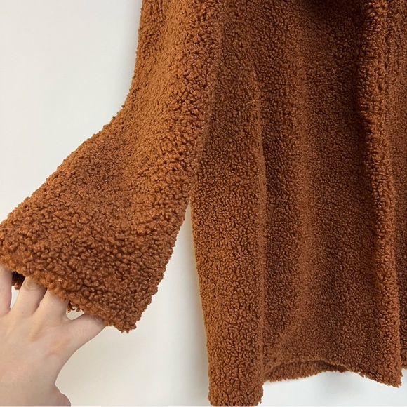 Sam Edelman Shawl Collar Faux Shearling Coat in Cognac Brown Long Teddy XL $240 - Picture 6 of 14